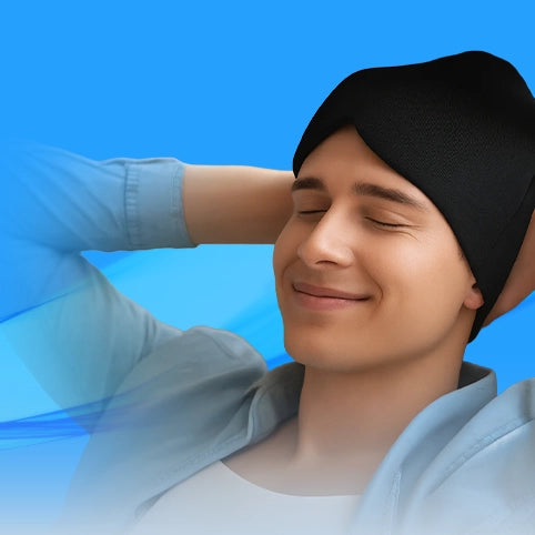 360° Migraine Relief Hat – Cold & Hot Therapy Gel Compression Hood for Headache, Puffy Eyes & Stress Relief