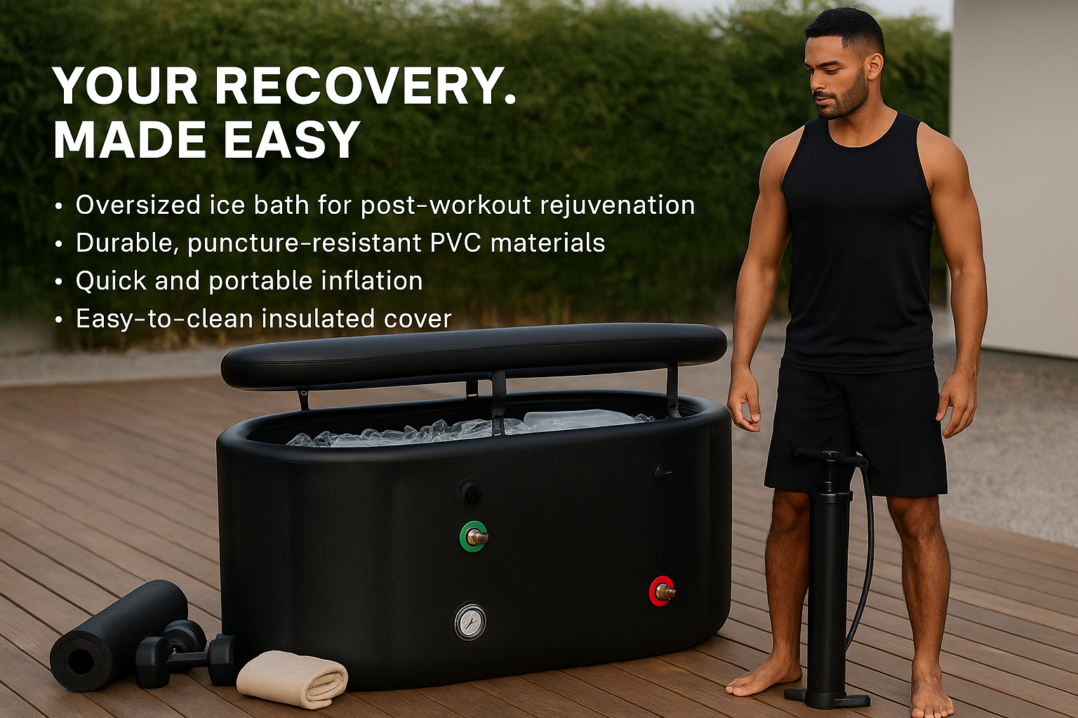 NatureFlex™ Pro Inflatable Cold Plunge Tub – Extra‑Long Recovery Pool for Athletes & At‑Home Cryotherapy